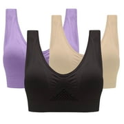 Mrat Balconette Bras for Women 3-Pack Women Sports Bra without Wire Free Support Yoga Running Underwears Cotton Bralettes for Women Padded S-2133 Multicolor L